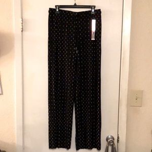 New Mix Double Dot Pleated Palazzo Pants - Black - 2XL